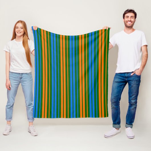 Grün Orange Blau Vertikale Streifen Design Fleecedecke (Beispiel)