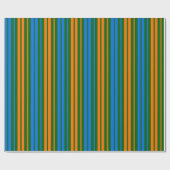 Grün Orange Blau Vertikale Streifen Design Geschenkpapier (Flach)