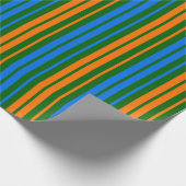 Grün Orange Blau Vertikale Streifen Design Geschenkpapier (Ecke)