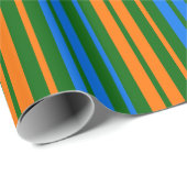 Grün Orange Blau Vertikale Streifen Design Geschenkpapier (Rolleneckpunkt)