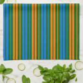 Grün Orange Blau Vertikale Streifen Design Geschirrtuch (Gefaltet)