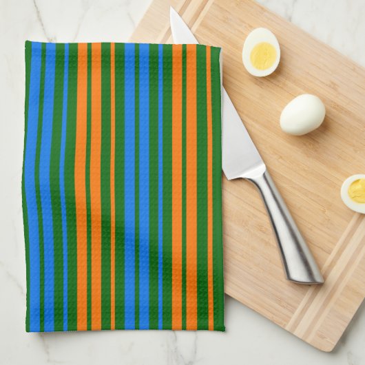 Grün Orange Blau Vertikale Streifen Design Geschirrtuch (Viertel Falte)