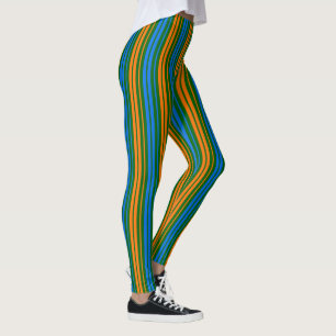 Grün Orange Blau Vertikale Streifen Design   Leggings