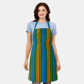 Grün Orange Blau Vertikale Streifen Design Schürze (Getragen)