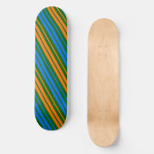 Grün Orange Blau Vertikale Streifen Design Skateboard (Vorderseite)
