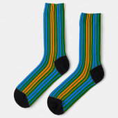 Grün Orange Blau Vertikale Streifen Design Socken (Linkes Detail)
