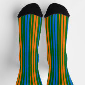 Grün Orange Blau Vertikale Streifen Design Socken (Oben)