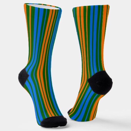 Grün Orange Blau Vertikale Streifen Design Socken (Gewinkelt)