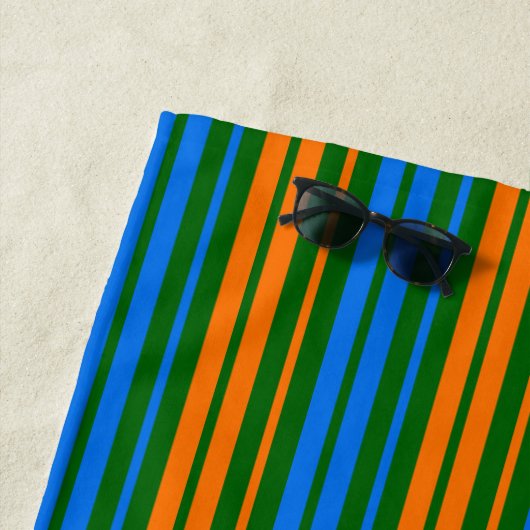 Grün Orange Blau Vertikale Streifen Design   Strandtuch (Beispiel)