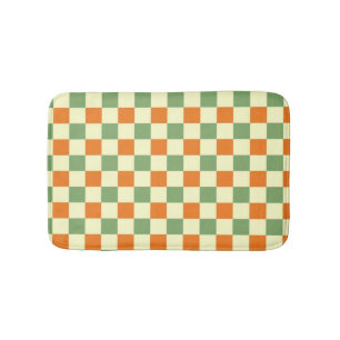 Grün Orange Braun Kariert Gingham-Muster Badematte