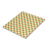 Grün Orange Braun Kariert Gingham-Muster Fliese (Seite)
