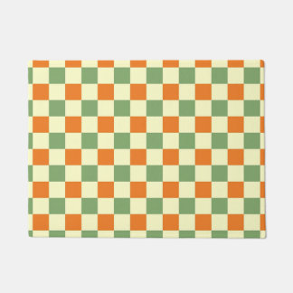 Grün Orange Braun Kariert Gingham Muster Fußmatte