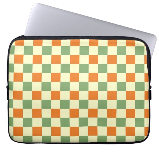 Grün Orange Braun Kariert Gingham-Muster Laptopschutzhülle (Vorderseite)