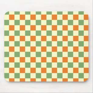 Grün Orange Braun Kariert Gingham-Muster Mousepad