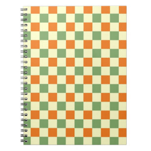 Grün Orange Braun Kariert Gingham-Muster Notizblock