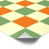 Grün Orange Braun Kariert Gingham-Muster Poster (Ecke)