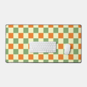 Grün Orange Braun Kariert Gingham Muster Schreibtischunterlage (Tastatur & Maus)