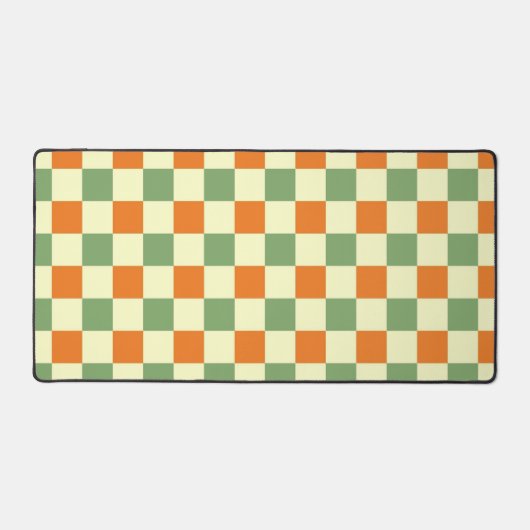 Grün Orange Braun Kariert Gingham Muster Schreibtischunterlage (Vorderseite)