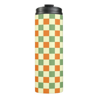 Grün Orange Braun Kariert Gingham Muster Thermosbecher