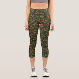 Grün Orange Buntglas Monarch Schmetterlingsflügel  Capri Leggings