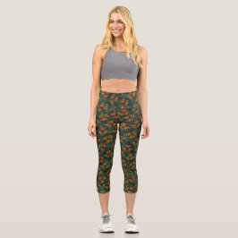 Grün Orange Buntglas Monarch Schmetterlingsflügel  Capri Leggings