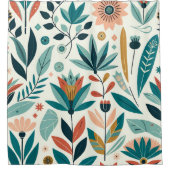 Grün Orange fett Modernes Muster für Blumendruck Duschvorhang (Vorderseite)