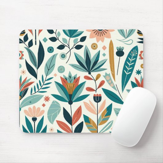 Grün Orange fett Modernes Muster für Blumendruck Mousepad (Mit Mouse)