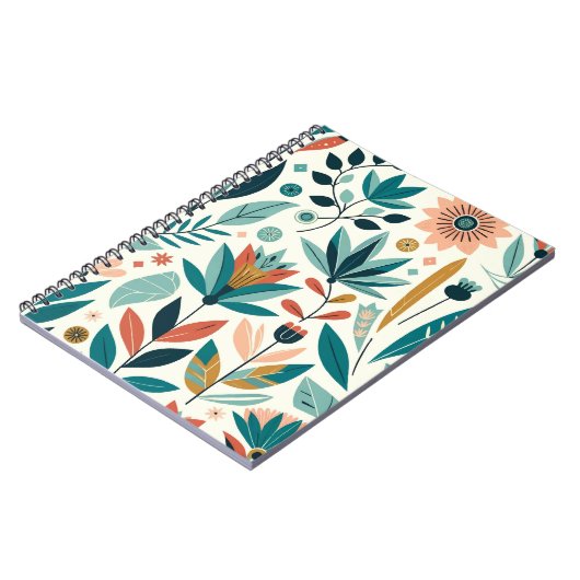 Grün Orange fett Modernes Muster für Blumendruck Notizblock (Linke Seite)