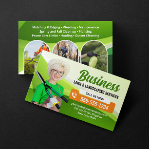 Grün, Orange Landscaping Lawn Care Rasenpflege-Ser Visitenkarte