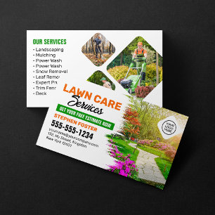 Grün & Orange Lawn Care Landschaftsbau Rasenmähen Visitenkarte