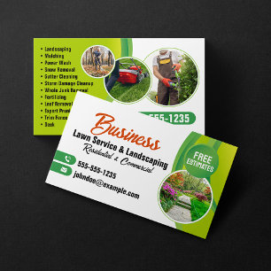 Grün Orange Lawn Service & Landscaping Rasenmähen Visitenkarte