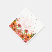 Grün & Orange Moderne Abstrakte Blumenmuster Serviette (Ecke)
