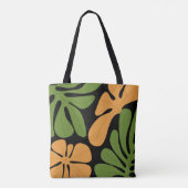 Grün & Orange Moderne Abstrakte Blumenmuster Tasche (Rückseite)