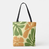 Grün & Orange Moderne Abstrakte Blumenmuster Tasche (Rückseite)