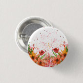 Grün & Orange Modernes abstraktes Floraldesign Button (Vorne & Hinten)