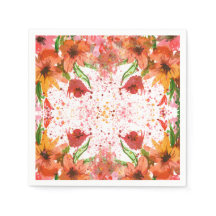 Grün & Orange Modernes abstraktes Floraldesign
