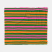 Grün Orange Pink Vertikale Streifen Design Fleecedecke (Vorderseite (Horizontal))