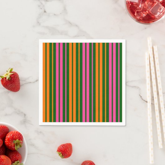 Grün Orange Pink Vertikale Streifen Design Serviette (Beispiel)