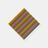 Grün Orange Pink Vertikale Streifen Design Serviette (Ecke)