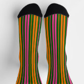 Grün Orange Pink Vertikale Streifen Design Socken (Oben)
