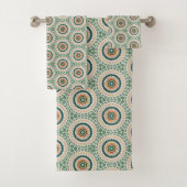 Grün Orange Und Blau Boho Chic Kreis Muster Badhandtuch Set (Insitu)