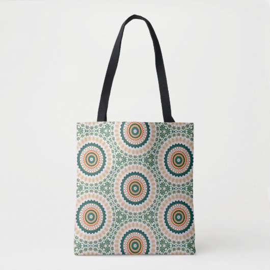 Grün Orange Und Blau Boho Chic Kreis Muster Tasche (Vorderseite)