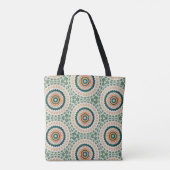 Grün Orange Und Blau Boho Chic Kreis Muster Tasche (Rückseite)