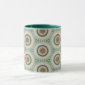 Grün Orange Und Blau Boho Chic Kreis Muster Tasse (Zentrum)