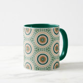 Grün Orange Und Blau Boho Chic Kreis Muster Tasse (VorderseiteRechts)