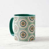 Grün Orange Und Blau Boho Chic Kreis Muster Tasse (Vorderseite Links)