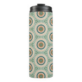 Grün Orange Und Blau Boho Chic Kreis Muster Thermosbecher (Vorderseite)
