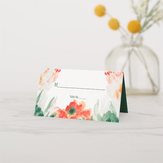 Grün, Orange, Weiß Platzkarte (Vorderseite)