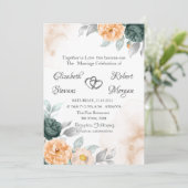 Grün-orangefarbene Rose Einladung (Stehend Vorderseite)