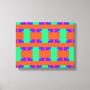 grün-orangefarbenes lila abstraktes Kunstmuster Leinwanddruck